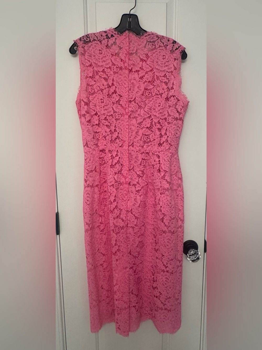 Dolce & Gabbana Hot Pink Lace Sleeveless Midi Dress